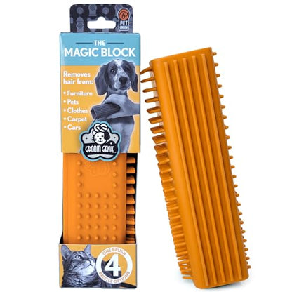 Magic Pet Hair Block Brush (Canyon Orange) | Ultimate Dog & Cat Hair Remover for Sofa, Furniture, Carpet, Bedding, and Clothing | Reusable, Durable, and Easy to Use - color: Canyon Orange