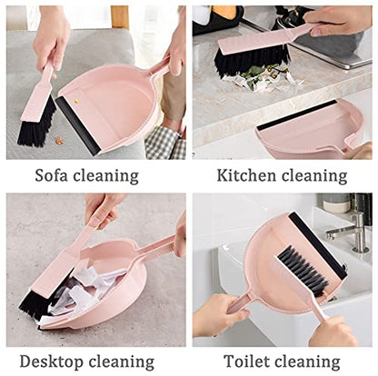 Small Mini Broom & Pink Dustpan Set for Home Kitchen Office Car