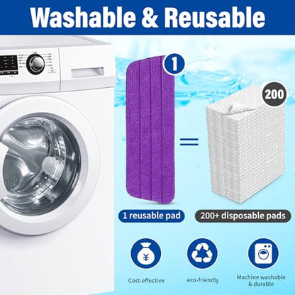 16.5" Microfiber Mop Pads Refills, 4 Pack Reusable Replacement Heads | reusable wet mop refills, machine washable for 14-16 inch spray mops, hardwood floors, dust cleaning & scrubbing - color: 16"bluepurple*4