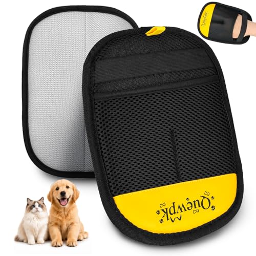 Pet Hair Removal Glove for Dogs & Cats, Reusable Electrostatic Pet Hair Remover for Couch, Carpet, Clothing & Car Seats, Washable Fur Remover Glove for Laundry, Furniture & Pet Bed - color: BlackYellow