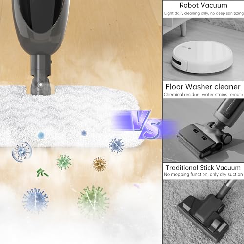 12 in 1 Steam Mop,Detachable Handheld Steam Cleaner for Hardwood Floors, Tile, Carpet, Clothes, Windows & Furniture, Lightweight Floor Steamer with 15S Fast Heat-Up & Adjustable Steam