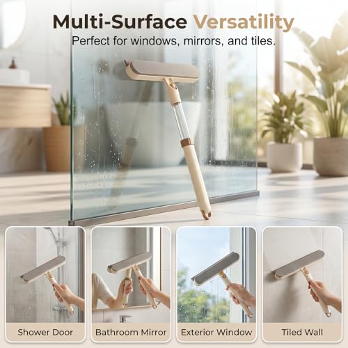 Window Screen Cleaning Brush, 2027 New 2 in 1 Window Cleaning Brush with Adjustable Handle, Mesh Screen Cleaner with Cleaning Solution for Glass, Window Scrubber for Home and Kitchen (Grey) - color: Gray