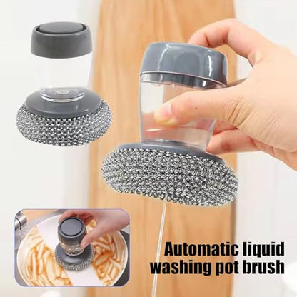 cdar Automatic Liquid Washing Brush with Replaceable Head Built-in Soap Dispenser Pot Brush Kitchen Cleaning Tool C - color: C