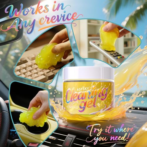 ASFSKY Car Cleaning Gel (Fruit aroma) Cleaning Putty Universal Dust Cleaning Car Interior Cleaner Keyboard Dust Remover Car Slime Gifts for Men Women girl（4 pack） - color: Multi-fruit