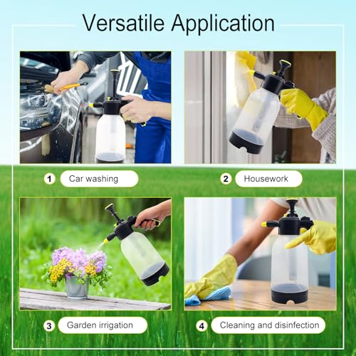 0.5 Gallon Handheld Pump Sprayer, 2L Garden Pressure Sprayer, 68oz Water Spray Bottle with Safety Valve, Adjustable Nozzle, for Watering,Plant Spraying, Home Cleaning, Fertilizing (Clear) - color: Clear