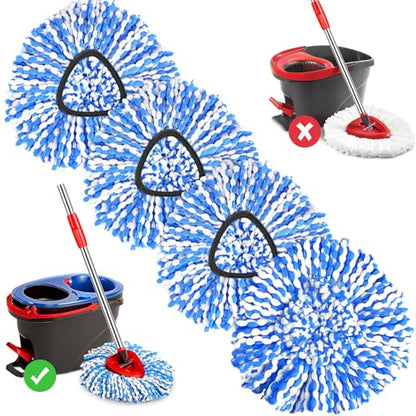 4 Pack Mop Replace Heads for 2 Tank System, Spin Mop Replacement Head, Fluffy Microfiber Mop Refill Replace Head, Machine Washable, All Hard-surfaced Floors Cleaning