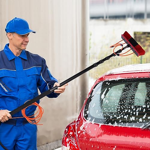 Water Fed Pole Kit 20ft Solar Panel Cleaning Brush with 210° Rotatable Brush Head & 23ft Hose Telescopic Window Cleaning Poles Outdoor Windows Cleaner Cleaning Brushes for Window Glass, Roof