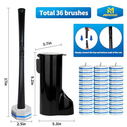 Disposable Toilet Bowl Brush with 36 Toilet Wand Refills Pads Replacement Heads, Toilet Cleaning Stick,Toilet Bowl Cleaner Wands Holder and Set, Toilet Cleaning System Starter Kit - style: Toilet brush+36 refills