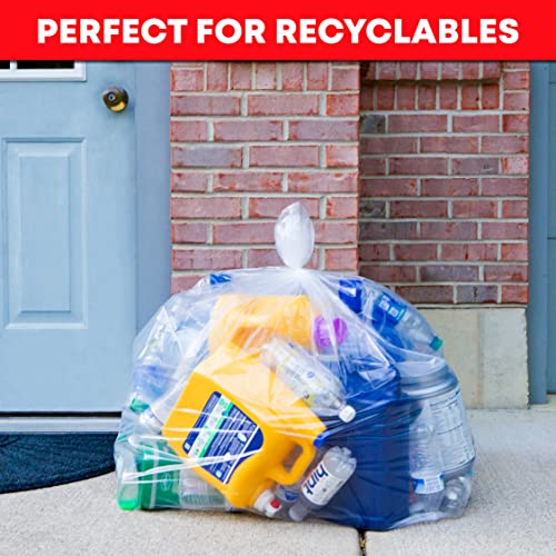 Tasker 95-96 Gallon Trash Bags, (Value Pack 50 Bags w/Ties) Extra Large Heavy Duty Clear Plastic Recycling Trash Bags, 90 Gallon, 95 Gallon, 96 Gallon, 100 Gallon (Clear) - size: 50 Count (Pack of 1)