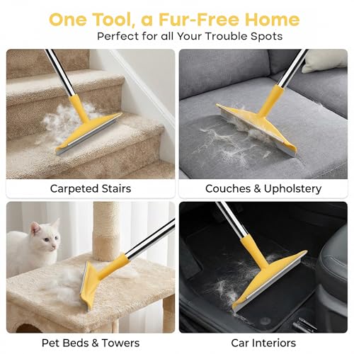 Carpet Rake for Pet Hair Removal – Reusable Cat & Dog Hair Remover Broom with Adjustable 60" Long Handle, Rug Rake Scraper for Carpet, Rugs, Mats, Upholstery & Couch Cleaning - color: Xtra