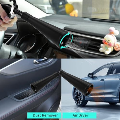 GOCCIDA Car Dry Cleaning Gun,Tornado Air Gun,High Pressure Air Blow Gun,Fast Interior Dryer Car Detailing Kit,Vortex Air Cleaning Tool for Car Detailing(2 Set Nozzle) - style: HCL-15black2