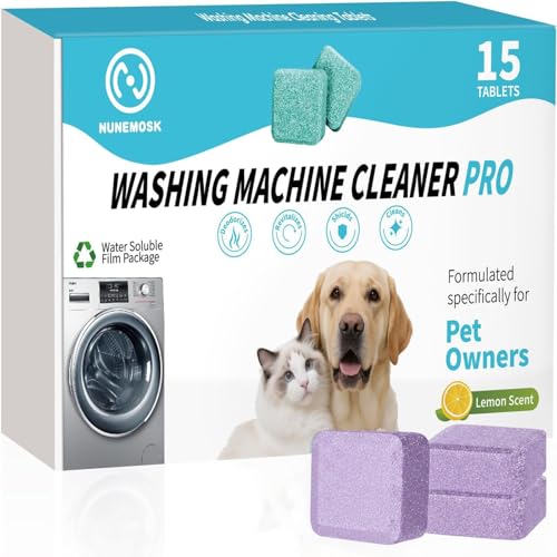Washing Machine Cleaner, Formulated for Pet Owners | Compatible with HE, Top & Front Load Washer | Septic Safe | Fresh Scent | Removes Residue | Remove Stubborn Pet Hair (Purple 15 Pack) - color: Purple 15 Pack