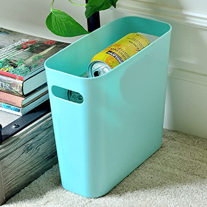 Youngever 1.5 Gallon Slim Trash Can, Plastic Garbage Container Bin, Small Trash Bin with Handles for Home Office, Living Room, Study Room, Kitchen, Bathroom (1 Pack Mint) - color: Mint