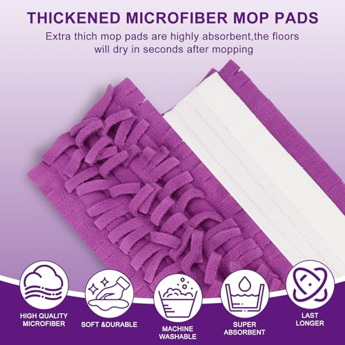 6 Pack Mop Refill Pads for PowerMop Multi-Surface and Wood Mop Pads Refill, Washable & Reusable Microfiber Spray Cleaning (Purple) - color: 6p