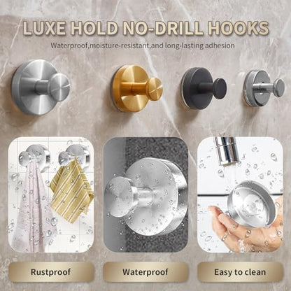2026 Upgraded Drill-Free Suction Cup Hooks, Stainless Steel Suction Cup Hooks for Shower, Mirror, Wall, Bathroom, Glass, Hanging Towels - 4 Pack, Black - color: Black