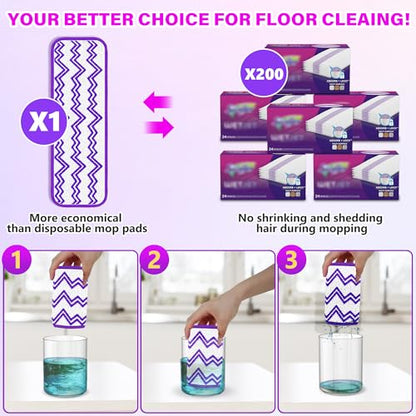 Reusable Mop Pads Compatible with Swiffer PowerMop, Microfiber Mop Pads Replacement Washable Mop Refills Pads for Dry Wet Mop, Spray Mops Pads Floor Mop Head for Hardwood Cleaning, 6 Pack