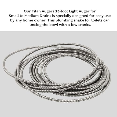 .25-in. Diameter Steel 25-Foot Light Auger for Small to Medium Drains 7710025, Hand-Cranked Toilet Snake and Drain Clog Remover, Plumbing Snake for Toilets and 2-inch Wide Drains (Pack of 4) - size: 25 Feet (Pack of 4)
