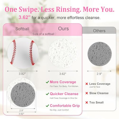 3.15in Large Compressed Facial Sponges 60 Pcs, 100% Natural Cellulose Face Sponges for Cleansing, Gentle Exfoliating, Makeup & Mask Removal, Spa Skincare, Travel Essentials for Women (White, Reusable) - color: White