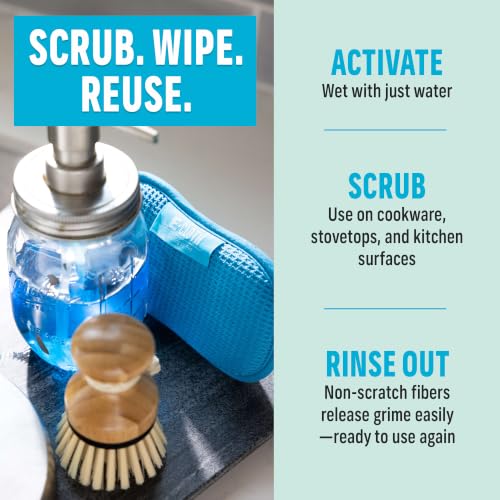 E-Cloth Washing Up Pad, Premium Microfiber Non-Scratch Kitchen Dish Scrubber Sponge, Ideal for Dish, Sink and Countertop Cleaning, 100 Wash Guarantee, Blue, 1 Pack - color: Blue, size: 1 Pack