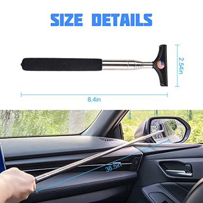 8sanlione Car Rearview Mirror Wiper, American Flag Telescopic Auto Mirror Squeegee Cleaner, Glass Mist Cleaning Tool with Retractable 98cm Handle, Portable Car Windows Water Removal (Black/Red Flag) - color: Black/Red Flag