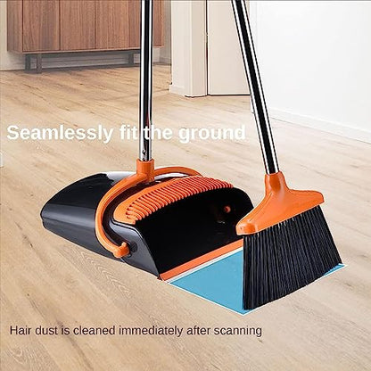 Upright Stand Up Broom and Dustpan Set for Home, Broom and Dustpan/Dustpan with Broom Combo with Long Handle for Home Kitchen Room Office Lobby Floor Use