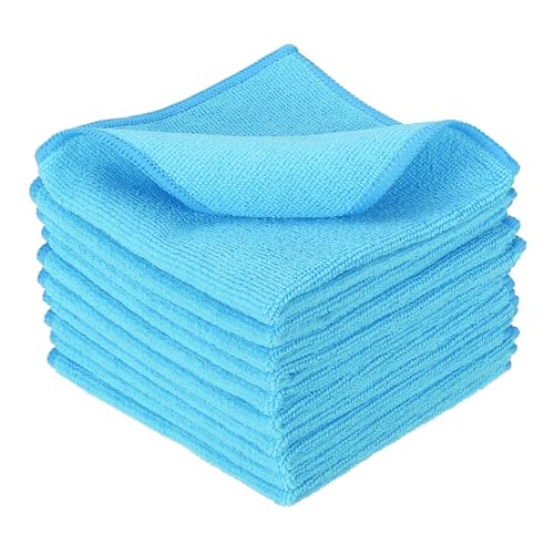 uxcell 10 Pcs Microfiber Cleaning Cloth, Kitchen Towels Reusable Microfiber Towels Highly Absorbent for Household Cleaning Supplies, Kitchen, Bathroom, Sky Blue(Square), 11.8" X11.8 - color: Sky Blue