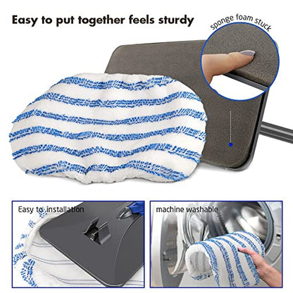 Masthome Microfiber Mop Refills 15x8 inches, 3 Pack, Washable & Reusable Microfiber Mop Pads for Wet and Dry Use, Large Surface Mop Replacement Pads for Flat Mop B076HM59FX, B07RQXR7PN