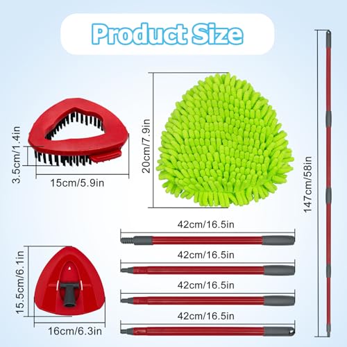 Spin Mop Handle, Mop Replace Heads, Scrubber Head and Base Replacement for O-Cedar EasyWring 1 Tank System, 2 Microfiber Mops Heads Replacements and 1 Scrub Brush, Use for Wet/Dry Hard Floor Cleaning - size: 2 pack mop heads set