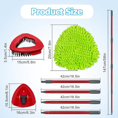 Spin Mop Handle, Mop Replace Heads, Scrubber Head and Base Replacement for O-Cedar EasyWring 1 Tank System, 2 Microfiber Mops Heads Replacements and 1 Scrub Brush, Use for Wet/Dry Hard Floor Cleaning - size: 2 pack mop heads set