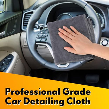 Nuenen Microfiber Cleaning Cloths for Cars 16 x 16 Inch Ultra Absorbent Car Towels Drying Reusable Cleaning Supplies House Kitchen Window Microfiber Towel (Gray,60 Pcs) - color: Gray