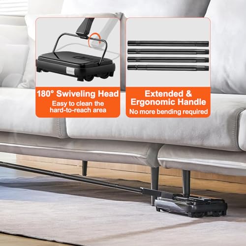 Carpet Sweeper, 7.87 in Sweeping Paths, Floor Sweeper Manual Non Electric, 300 ml Dustbin Capacity with Comb for Home Office Rugs Hardwood Surfaces Wood Floors Laminate, Cleans Dust Pet Hair