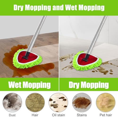 4 Pack Mop Replacement Heads Compatible with Ocedar EasyWring Spin Mop 1 Tank System Wet-Dry Chenille Mop Pad for EasyWring Mops Cloth Reusable Household Floor Cleaning and Machine Washable