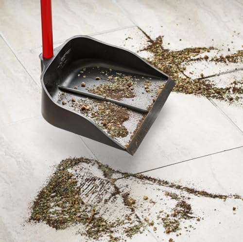 Dustpan with Handle by Ravmag- Solid Natural Rubber Construction- 2 Piece 29 Inch Handle Dust Pan- Stand Up Design- Accommodates Any Broom/Hand Brush- Best Dustpans for Home/Lobby/Shop - size: 2 Piece 29 Inch Handle