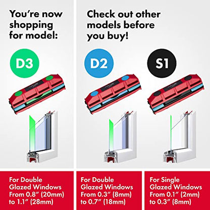Tyroler Glider D-3 Outside Magnetic Window Cleaner Tool | Double Sided Outside Windows Cleaner Fits Only 0.8"-1.1" Single/Double Glazed Windows Thickness | Magnet Window Cleaners Tool - size: Double-Glaze Fit 0.8"-1.1"