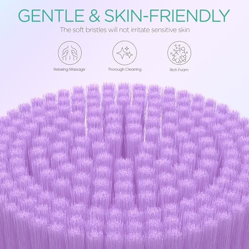 VOYOR Electric Body Brush Back Scrubber Silicone Body Scrubber Two-Way Rotating Brush Head for Deep Cleaning, Exfoliation, 4 Attachments Long Handle IPX6 Rechargeable Shower Brush BC300 (Purple) - color: Purple