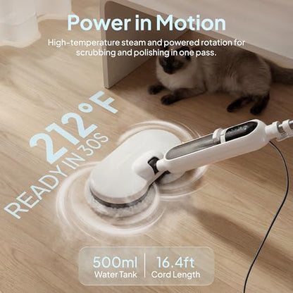 Scrubbing Steam Mops for Floor Cleaning, 15-in-1 Steam Cleaner for Home with 500ML Removable Tank, MultiPurpose Detachable Spin Steamer Mops for Hardwood Floor Clothes Window Tile Carpet Home Use
