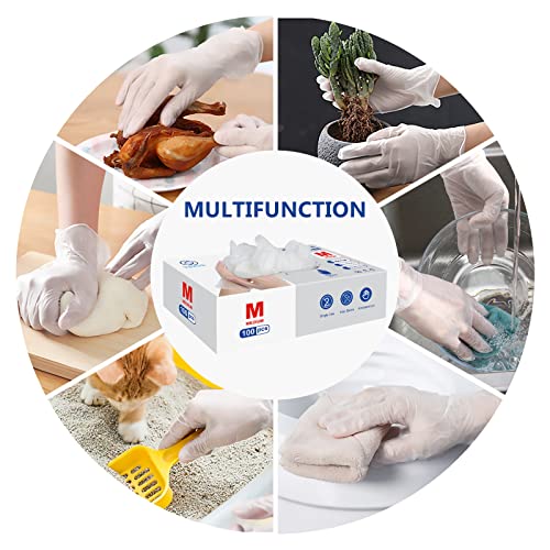 squish Disposable Gloves, 100 Count 4 mil Clear Vinyl Gloves Latex Free Powder-Free Health Glove Cleaning Rubber Glove for Kitchen Cooking Cleaning Food Handling, Medium - size: Medium (Pack of 100)