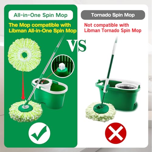 3 Pack Mop Head Replacement Compatible with Libman All-in-One Spin Mop, Microfiber Spin Mop Replacement Head, Easy to Replace, Machine Washable