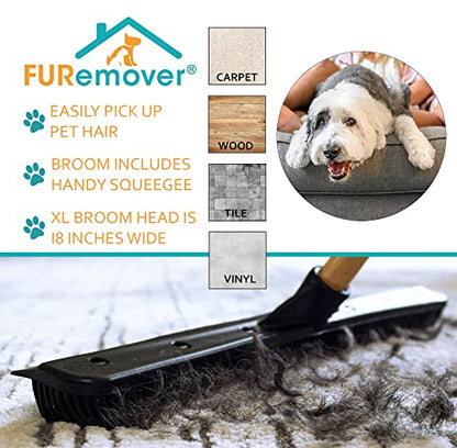 FURemover Pet Hair Removal Rubber Broom, 18" Broom Head - color: Furemover Heavy Duty Outdoor Broom
