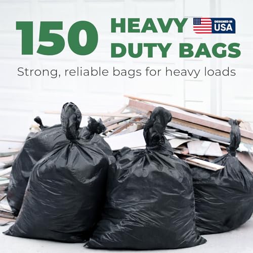 EconoHome 55-60 Gallon Contractor Garbage Bags - 2.8 Mil Extra Thick Heavy Duty Trash Bags for Construction, Lawn & Yard Cleanup, Demo & Commercial Use - Made in USA - 38x53" - 150-Count - style: 150 pack