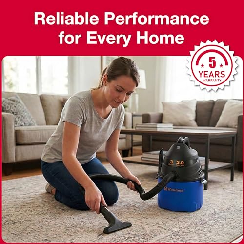 Koblenz Wet Dry Vacuum Cleaner, 3 Gallon 2.0 PHP, Twist-N-Lock Hose, Small Shop Vac, Portable Shop Vac for Home Car Garage Workshop, 10 ft Reach, Accessories Included, Blue/Black, WD-353L - size: 3 Gallon 2.0 HP