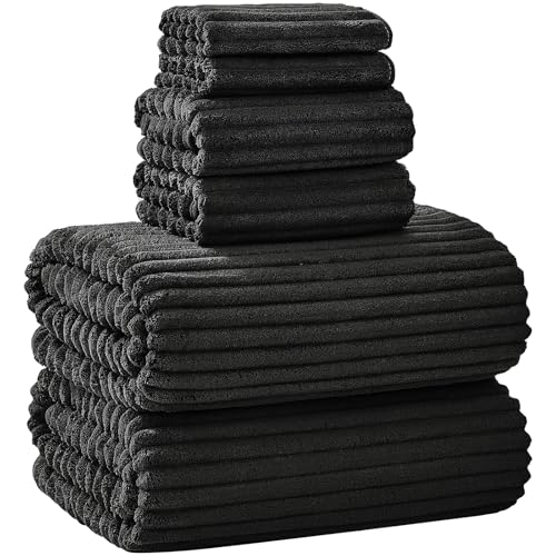 Extra Large Bath Towel Set of 6 (40"x80"),Oversized Bath Sheet Super Soft Highly Absorbent Microfibers Quick Dry Luxury Shower Towel for Bathroom Spa Gym Hotel Yoga (Black, 6Piece) - color: Black, size: 6Piece Towel Set