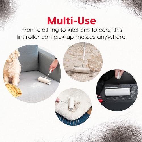 IRIS USA Extra Sticky Lint Roller, Value Pack Comes with Storage Box, Standard and T-Handle Roller, Refills, 90 Sheets/Roll, 1260 Sheets Total, Easy Tear Lint Remover for Dog Cat Pet Hair on Bed Car - size: Value Pack