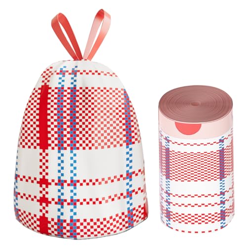 4 Gallon Trash Bags, Small Garbage Bags with Drawstring and Printed Striped Design, Tear-Free, Leakproof & Durable Small Trash Bags for Bathroom, Office, 50 Count - style: 4 Gallon Striped Trash Bags - 50 Counts