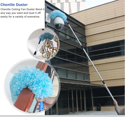 Professional Window Cleaner Tool Kit for Smooth Surfaces, 6' 13 16 20 Ft 26 36 39 49 Foot Long Aluminum Adjustable Window Cleaning Equipment for Housekeeping(8m/26.2ft) - size: 8m/26.2ft