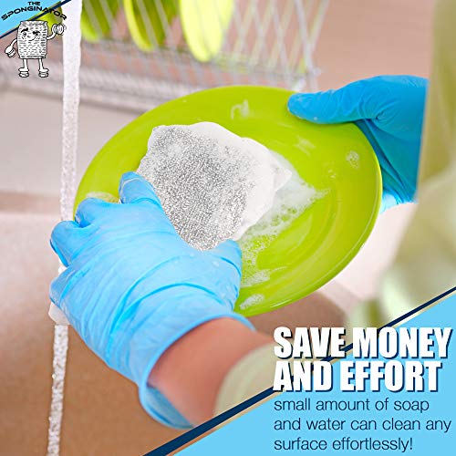 SPONGENATOR Kitchen Scrubbing Sponges - Heavy Duty Non Scratch Scrubbing Cleaner Sponges in 2 Colors - Multi Surface Non Metal Dish Scouring Scrubbers for Fast Cleaning (Gold & Silver, 6)