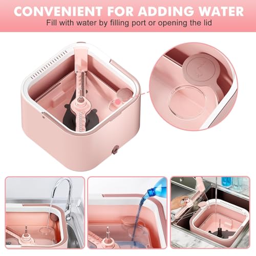 Spin Mop and Bucket System Kit, Self-Separating Cleaning Soil, Foldable Square Mop Bucket Head with Washable Interchangeable Mop Pads, Pink (Mop Set with 6PC Pads) - size: 2.0 Mop and Bucket Set (6 pads)