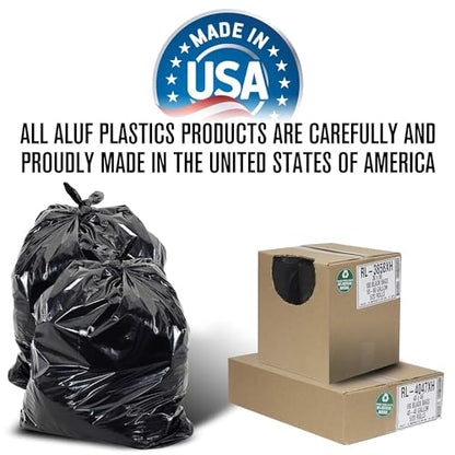 Aluf Plastics RL-3339XH 33 Gallon Trash Can Liners (100 Count) - 33" x 39" - Thick 1.5 MIL Equivalent Black Trash Bags for Bathroom, Kitchen, Office, Industrial, Commercial, Recycling and More - color: Black, style: 33 Gal, 1.2 Mil, 100 Count