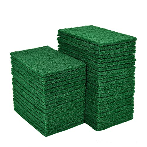 YoleShy 20 PCS Scouring Pad, Dish Scrubber Scouring Pads, 4.5 x 6 inch Green Reusable Household Scrub Pads for Dishes, Kitchen Scrubbers & Metal Grills - color: 20 Pcs