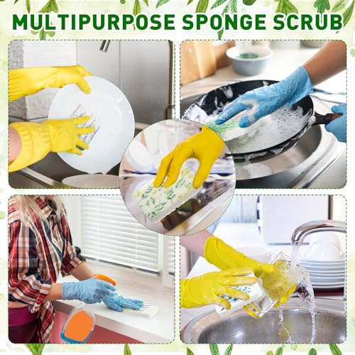 Maxdot 50 Counts Compressed Cellulose Sponges Bulk Flower Plant Style Natural Kitchen Compostable Non Scratch Dish Sponges for Washing Dishes, Cleaning Countertop Sink, Kids DIY - style: Flower Plant Style